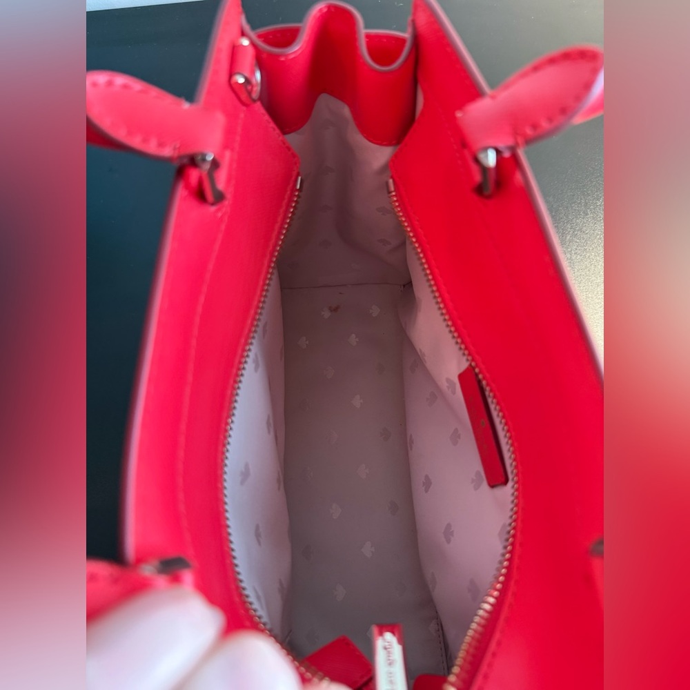 kate spade red leather satchel with detachable strap - Picture 5 of 5